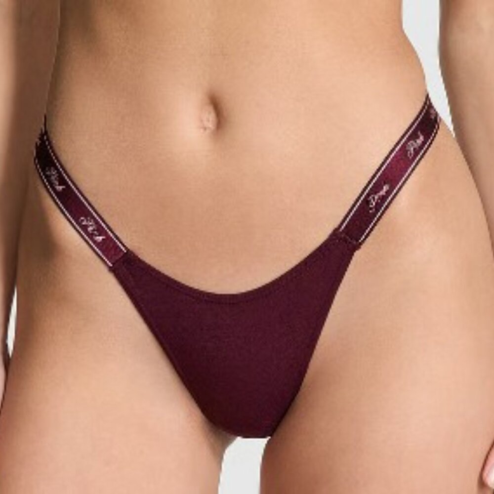 NWT PINK Victoria's Secret Panty Cotton High-Leg Micro Thong XL